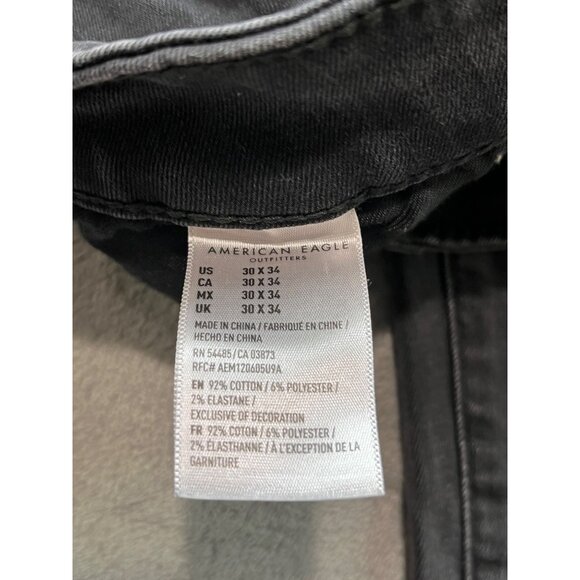 American Eagle Mens 28x32.5 Next Level Flex Grey Jeans Skinny Dark Rocker Prep - Picture 3 of 12